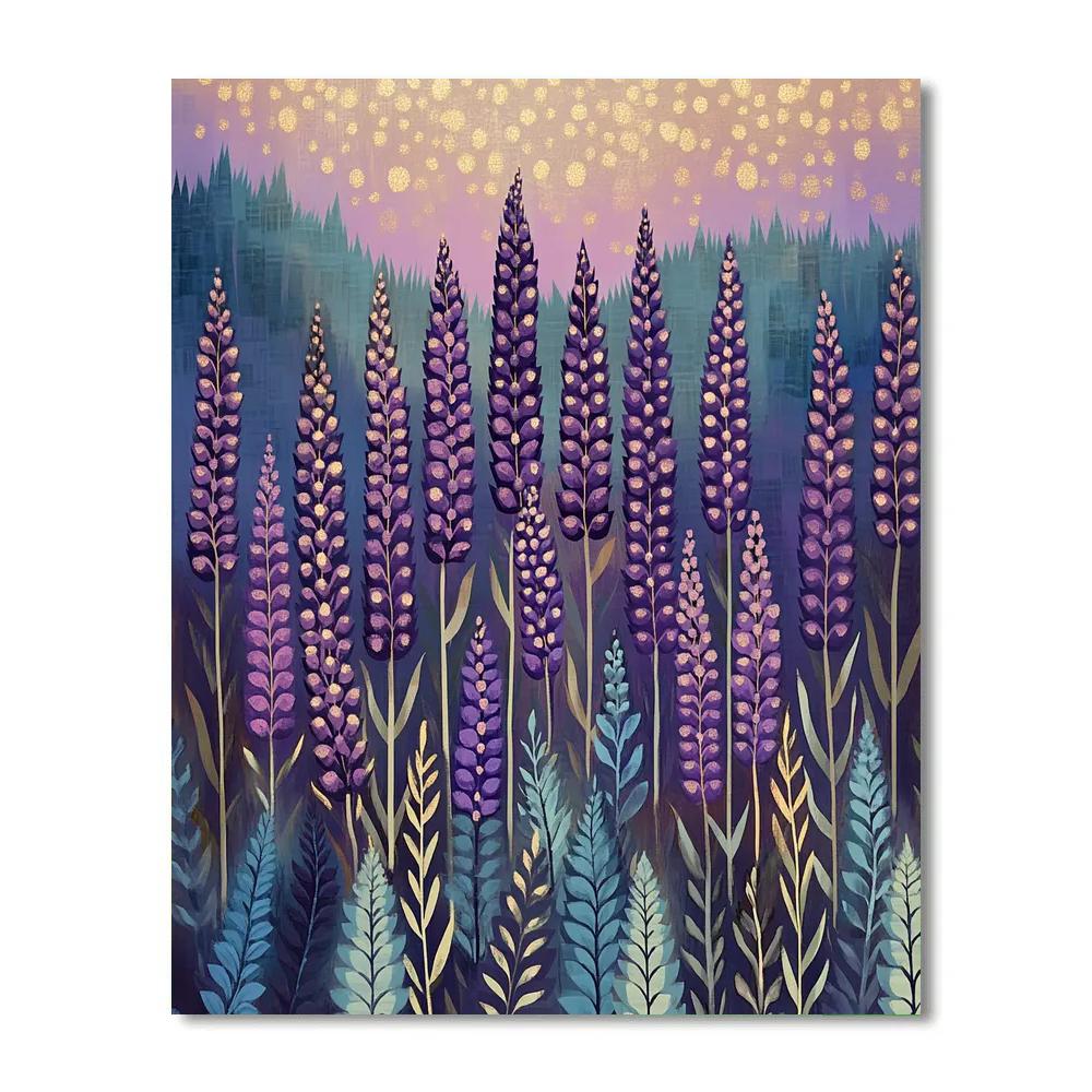 Gustav Klimt Inspired Twilight Lavender Field Geometry Numbered painting kits