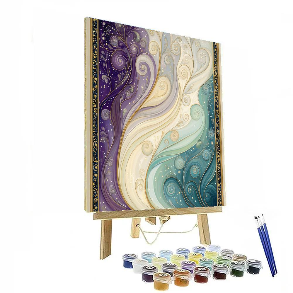 Alphonse Mucha Inspired Aurora Spiral Harmony paint by color
