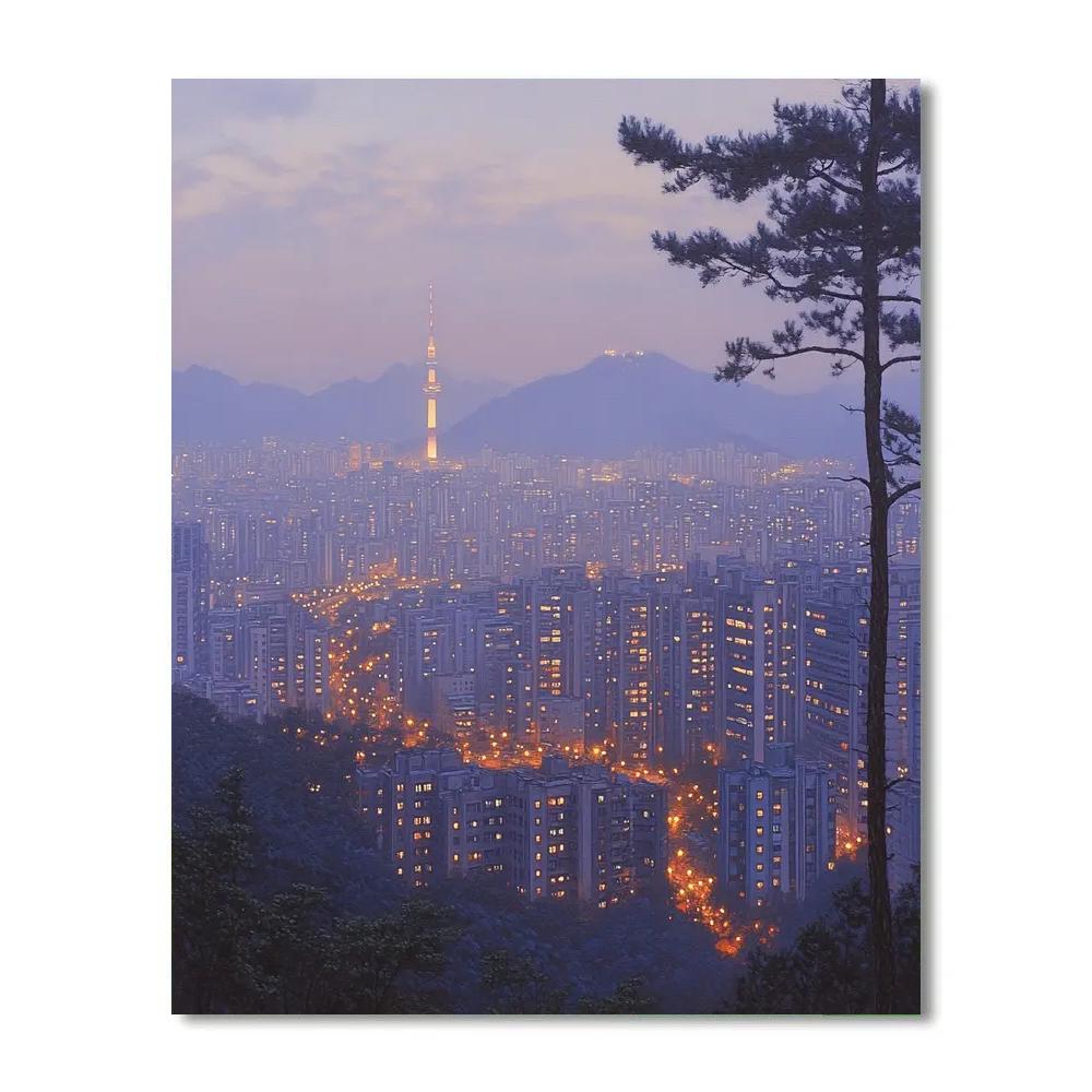 Cityscape From Namsan Park Over Seoul South Korea paint by numbers