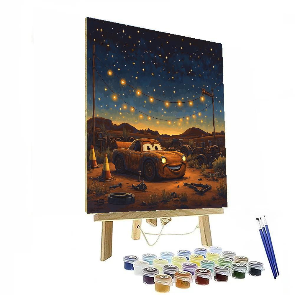 Mater Tow Yard Starry Night Disney Inspired Number painting