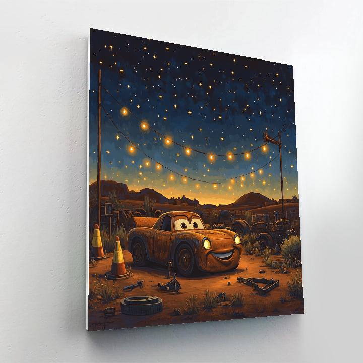 Mater Tow Yard Starry Night Disney Inspired Number painting