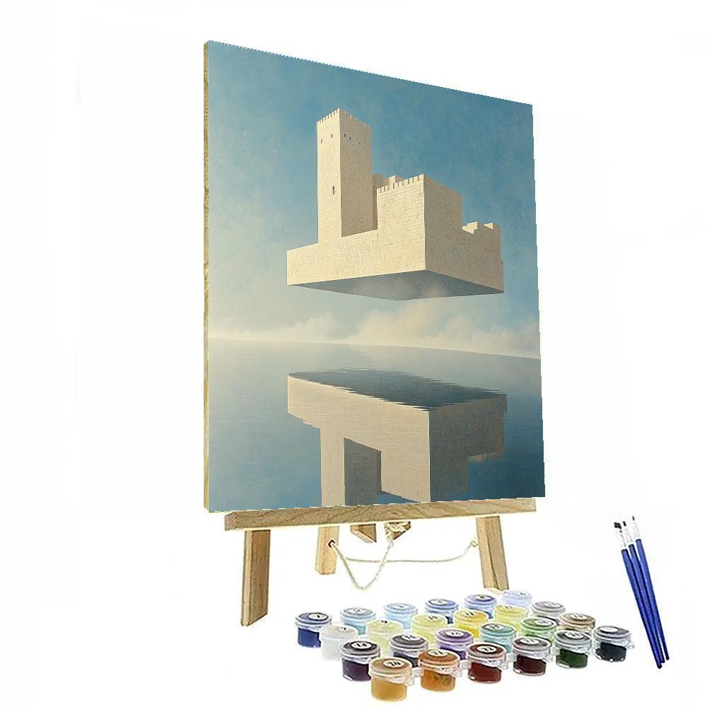 Rene Magritte Inspired Floating Castle Number painting