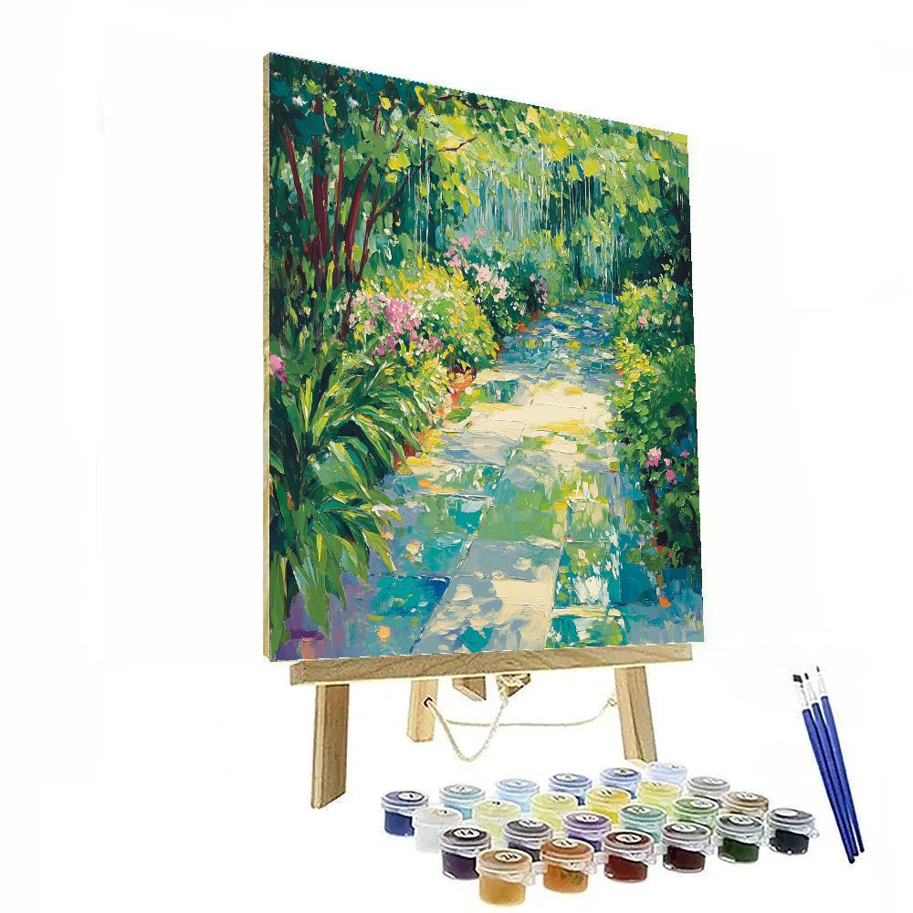 Claude Monet Inspired Spring Rain Garden Fresh Greens DIY paint by numbers