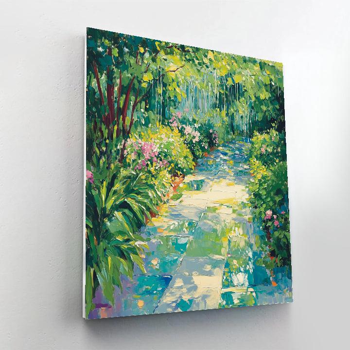 Claude Monet Inspired Spring Rain Garden Fresh Greens DIY paint by numbers