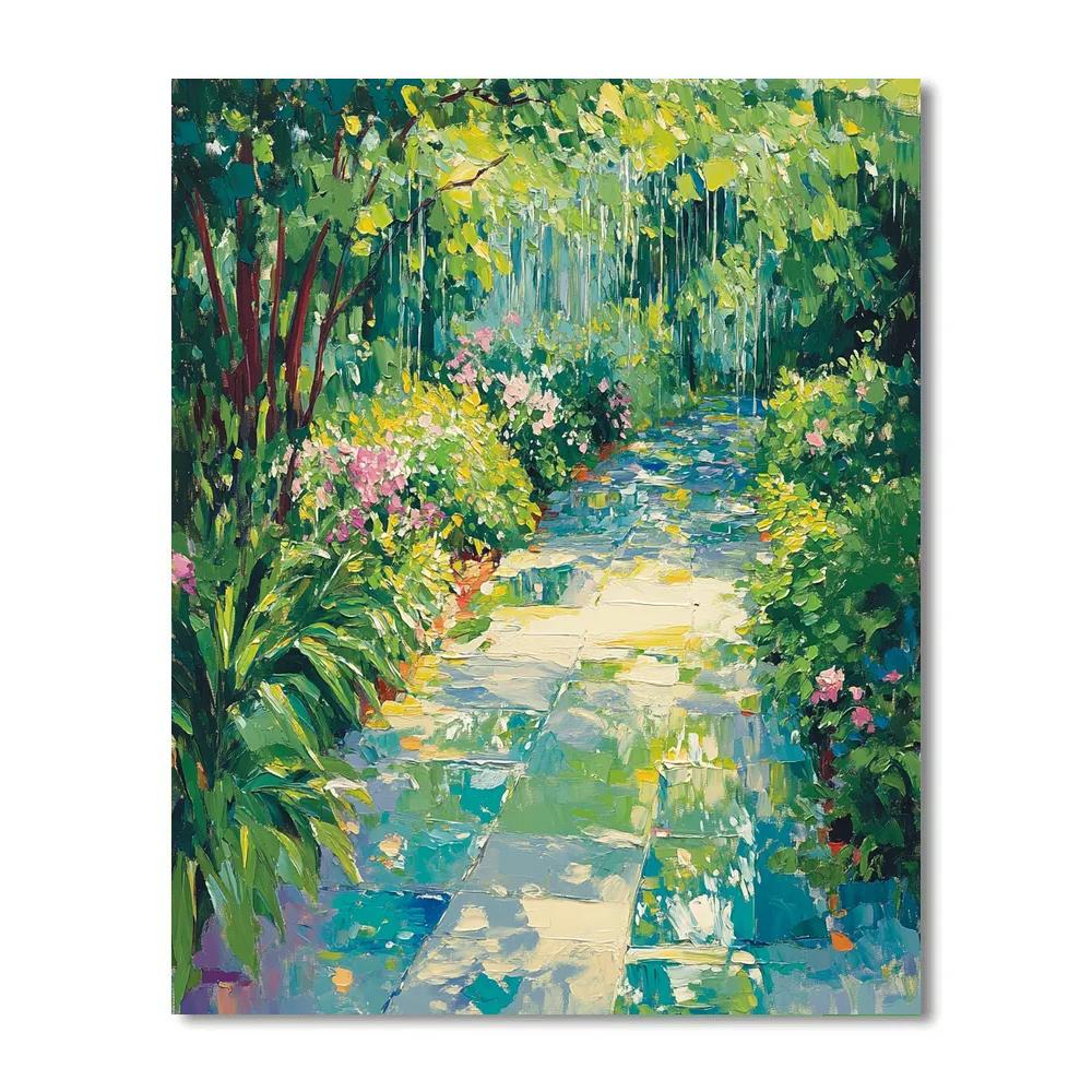 Claude Monet Inspired Spring Rain Garden Fresh Greens DIY paint by numbers