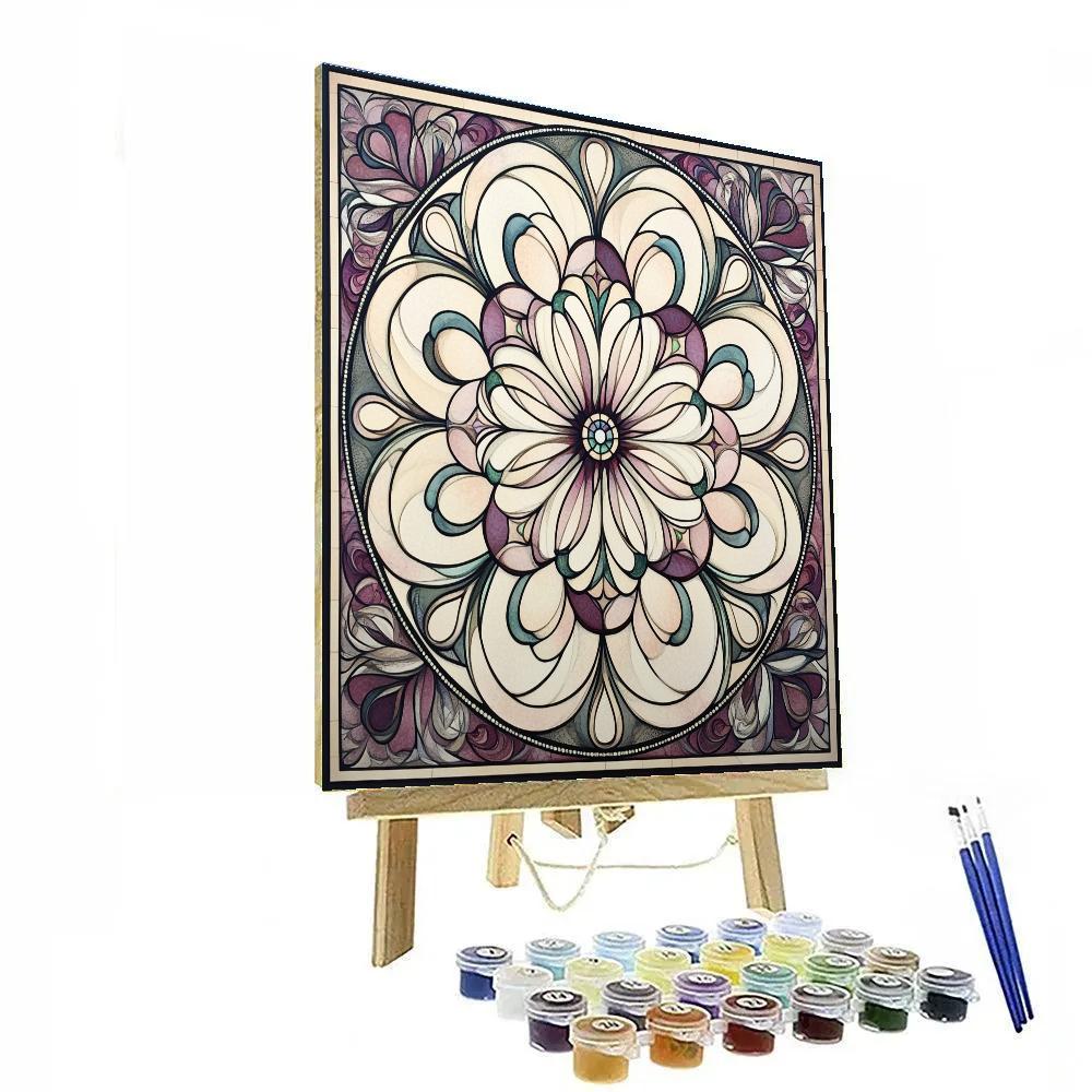 Alphonse Mucha Inspired Time Bloom Mandala paint by color
