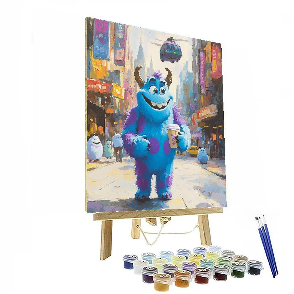 Sulley Monster City Morning Walk Disney Inspired paint by color