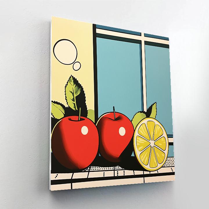 Roy Lichtenstein Inspired Pop Art Fruit Bowl DIY paint by numbers