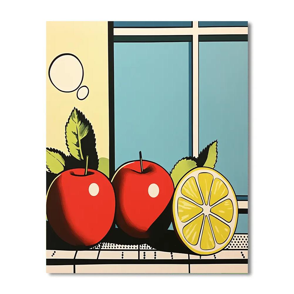 Roy Lichtenstein Inspired Pop Art Fruit Bowl DIY paint by numbers