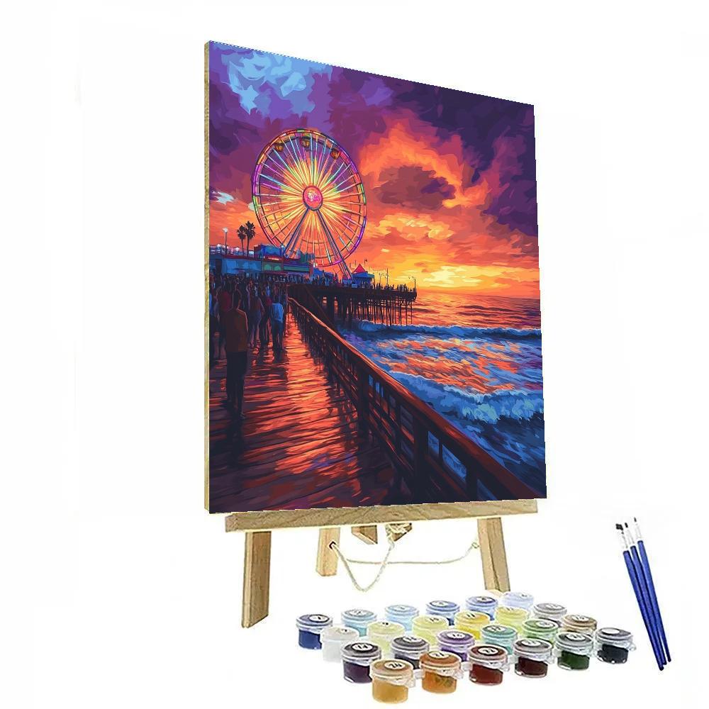 Santa Monica Pier Sunset Los Angeles United States DIY paint by numbers