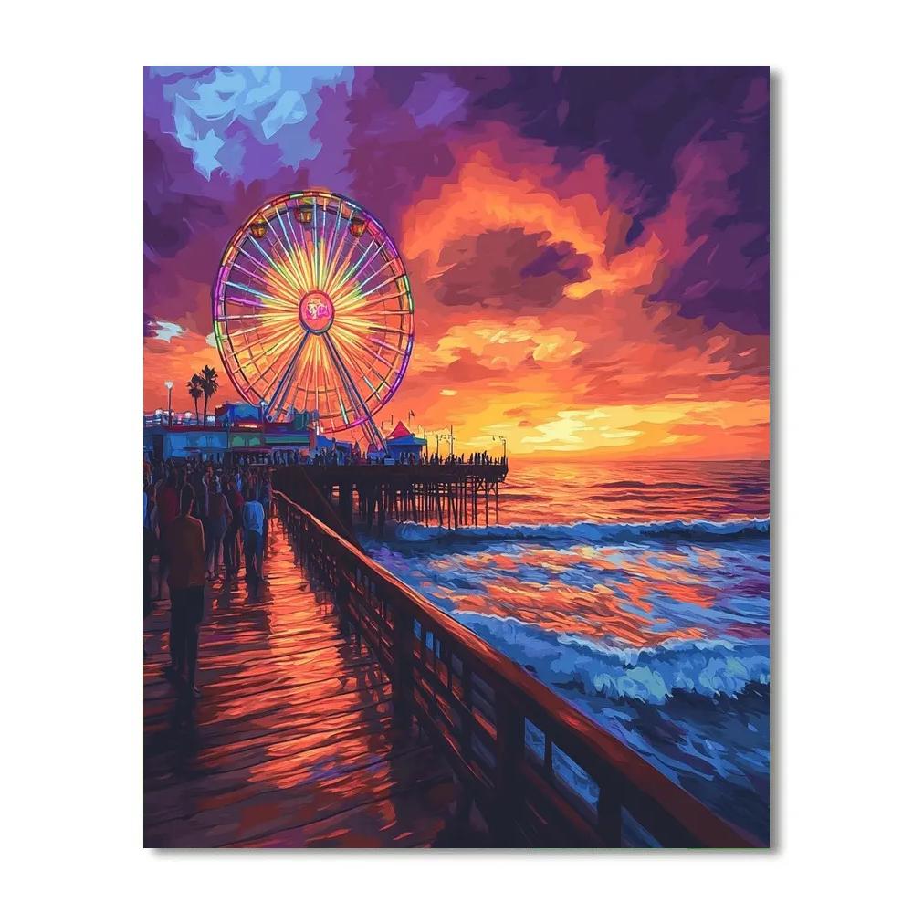 Santa Monica Pier Sunset Los Angeles United States DIY paint by numbers
