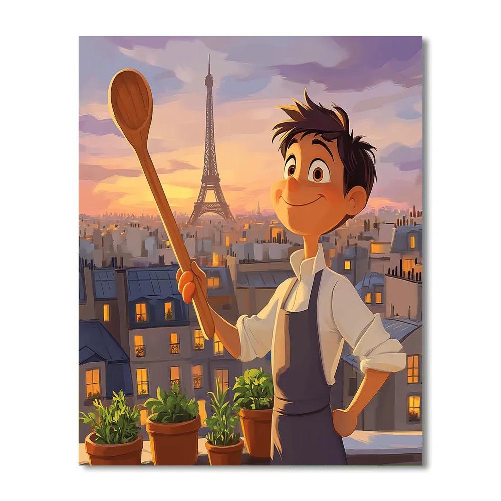 Remy Paris Rooftop Cooking Dream Disney Inspired DIY paint by numbers