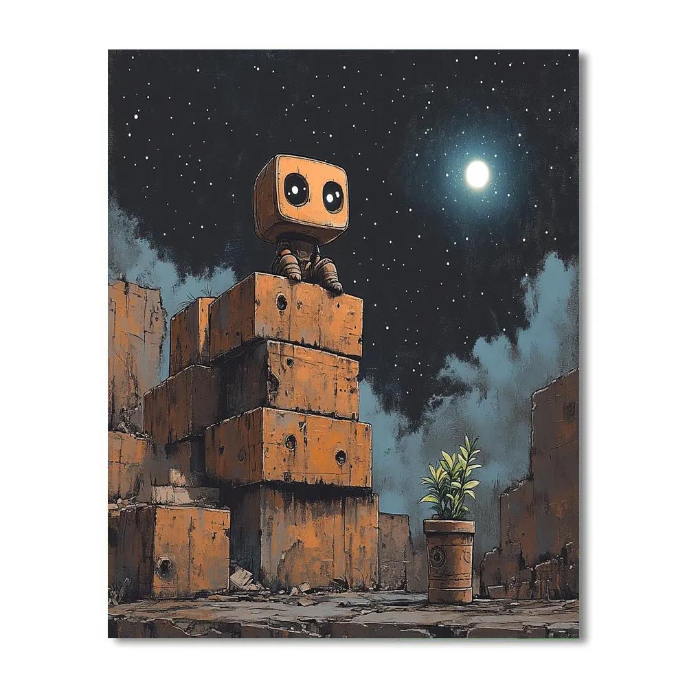 Wall E Junkyard Star Gazer Disney Inspired Number painting