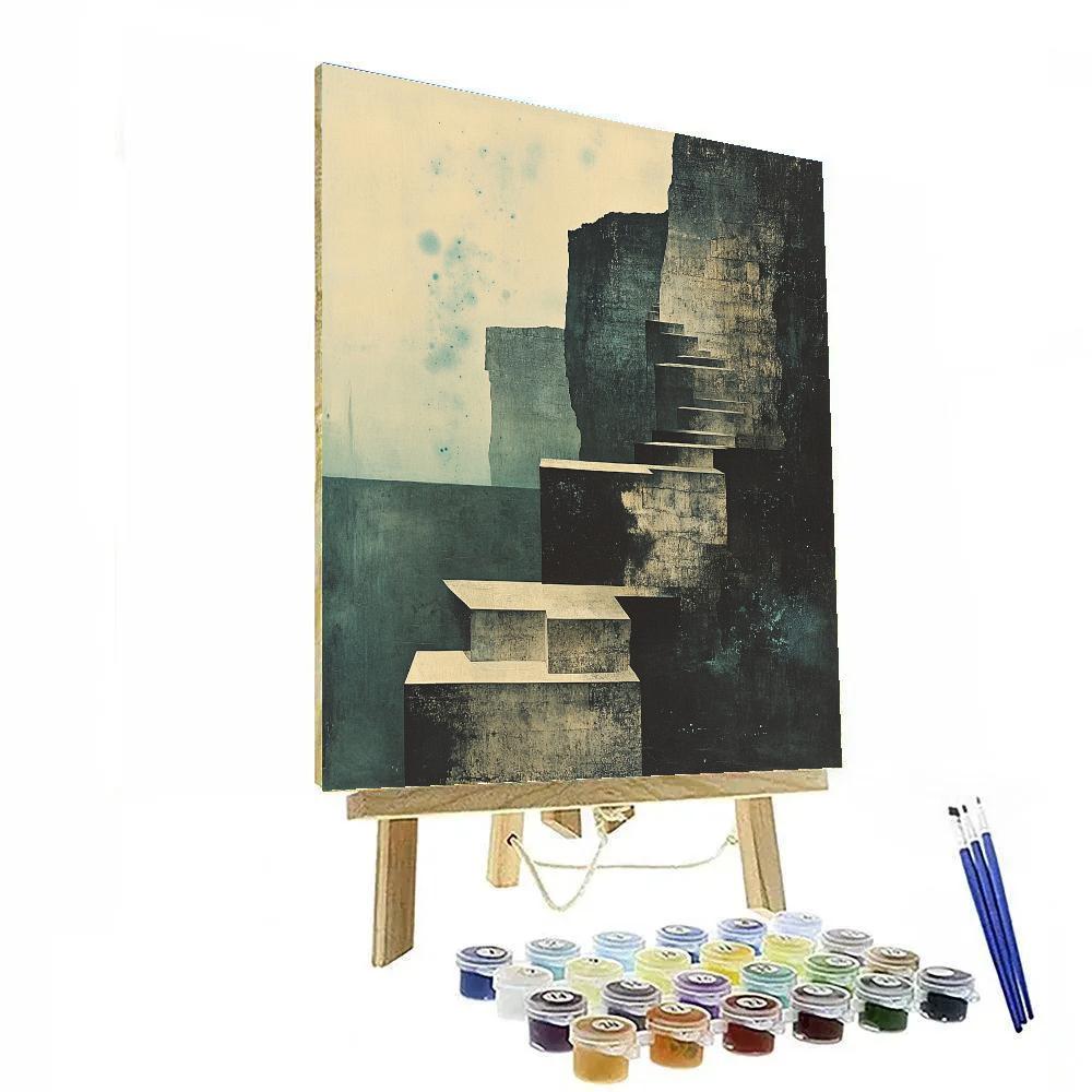 Max Ernst Inspired Lithic Silence In Deep Space paint by color