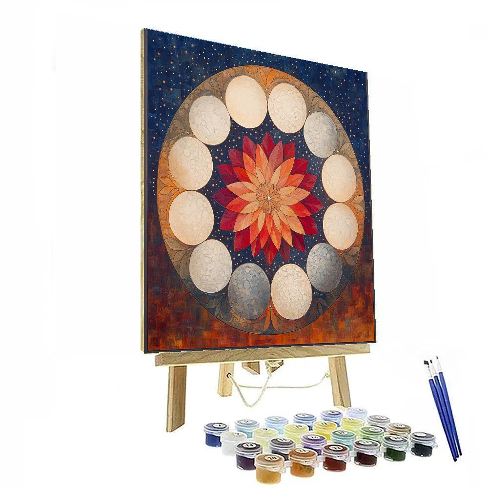 Frida Kahlo Inspired Lunar Phase Petal Wheel Paint by numbers kits