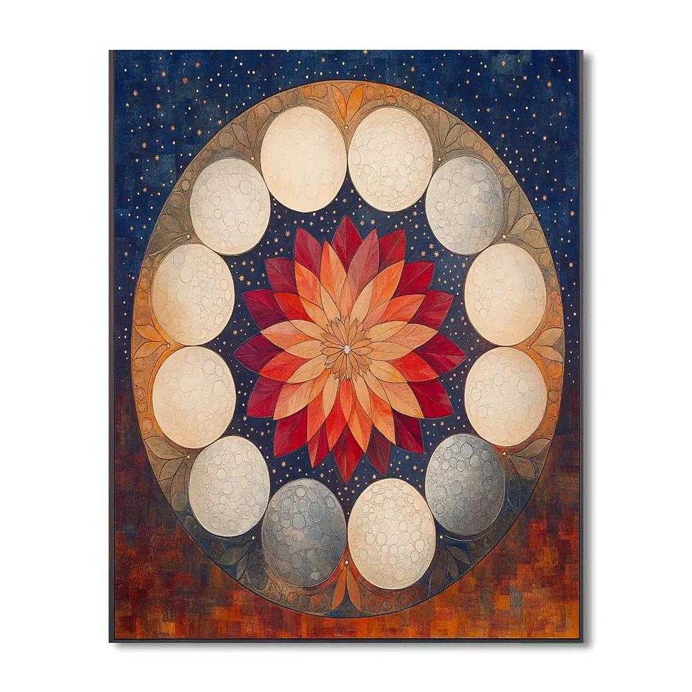 Frida Kahlo Inspired Lunar Phase Petal Wheel Paint by numbers kits