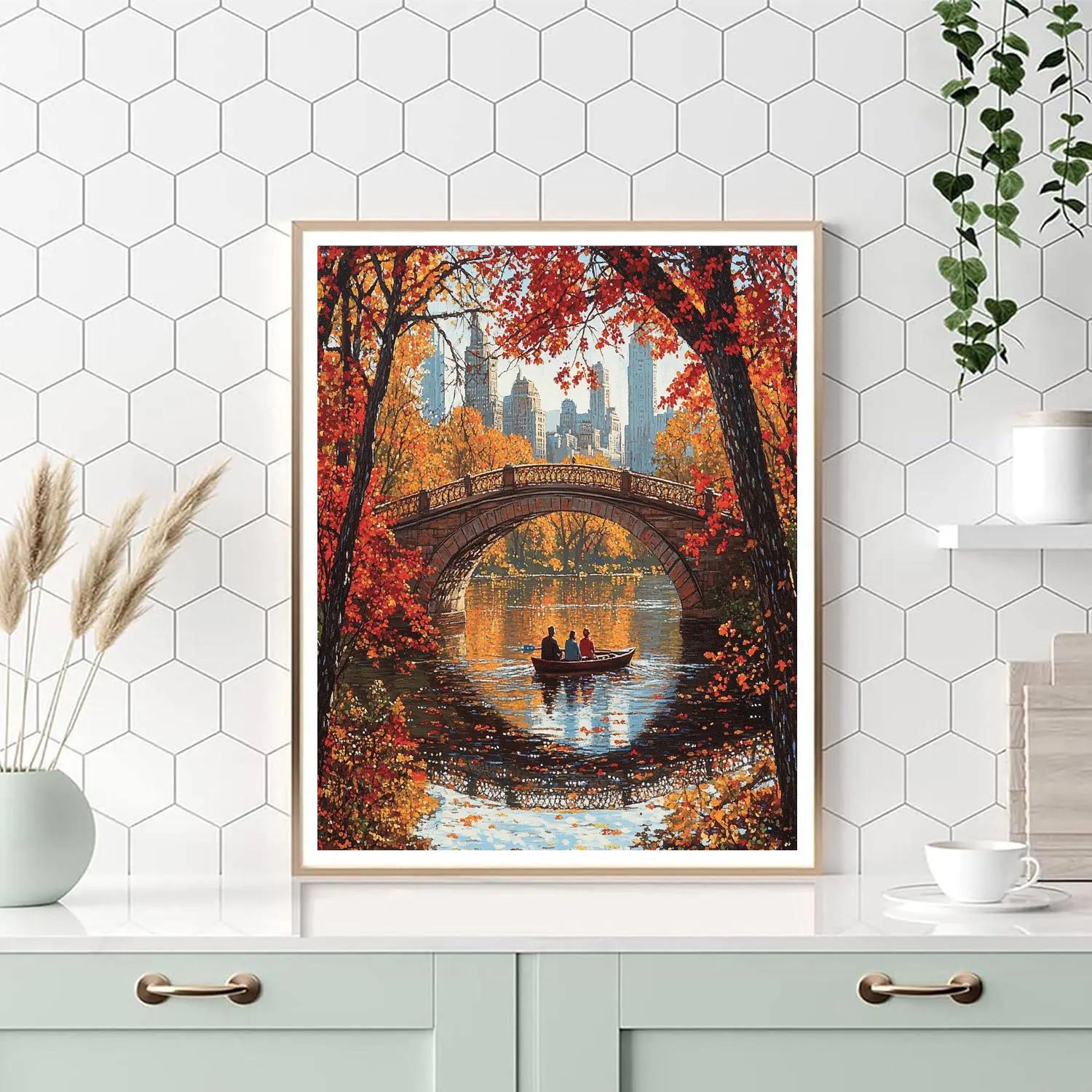 Bow Bridge Reflections Central Park New York United States painting number kit