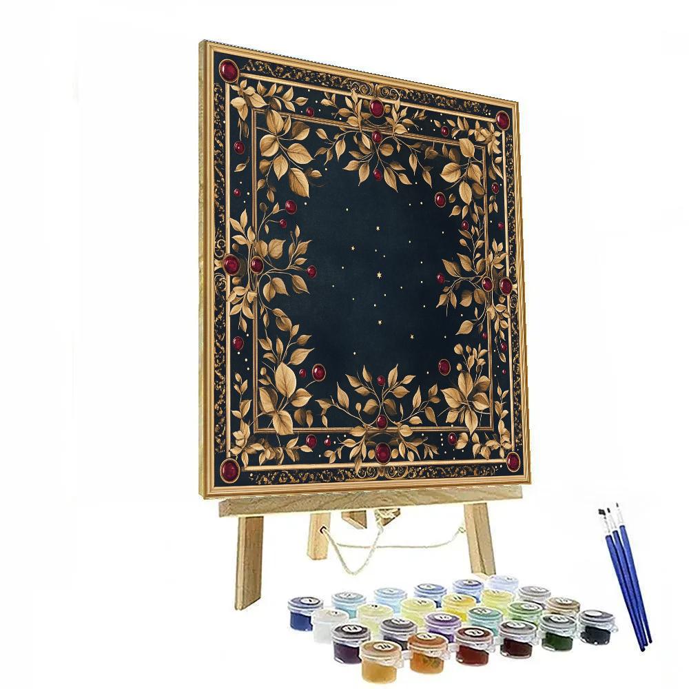 Gustav Klimt Inspired Bronze Orchard Nightfall Borderwork paint by number