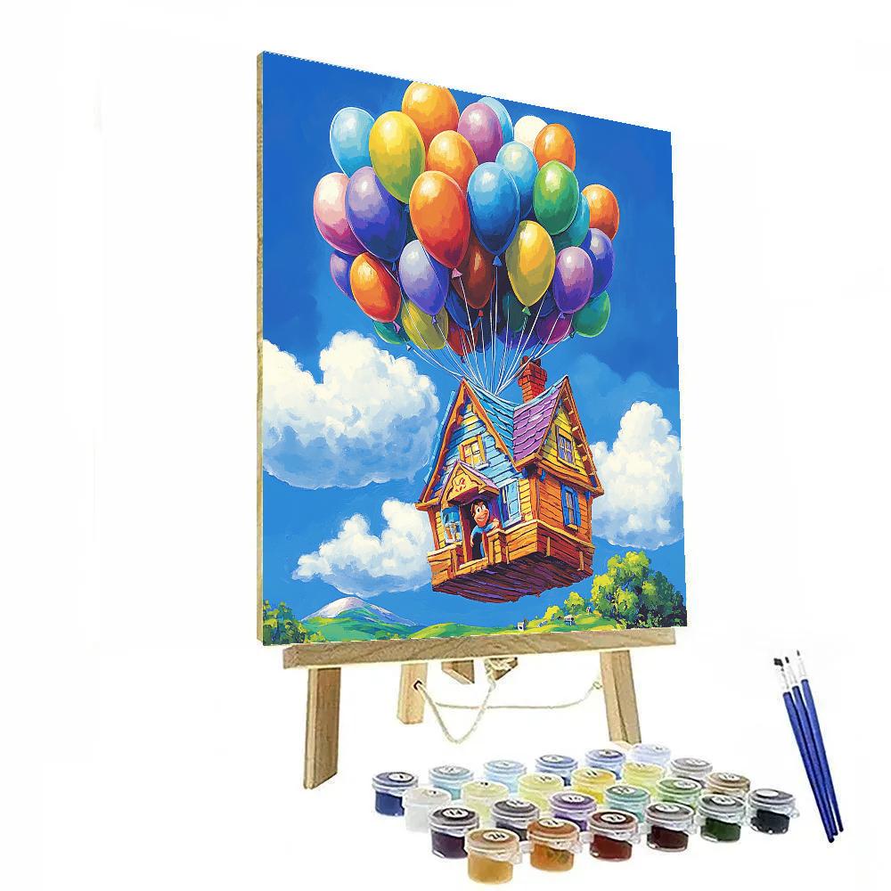 Carl Fredricksen Floating House Journey Disney Inspired paint by numbers
