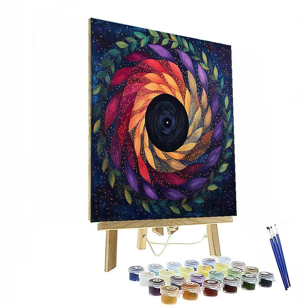 Frida Kahlo Inspired Black Hole Blossom Spiral paint by number