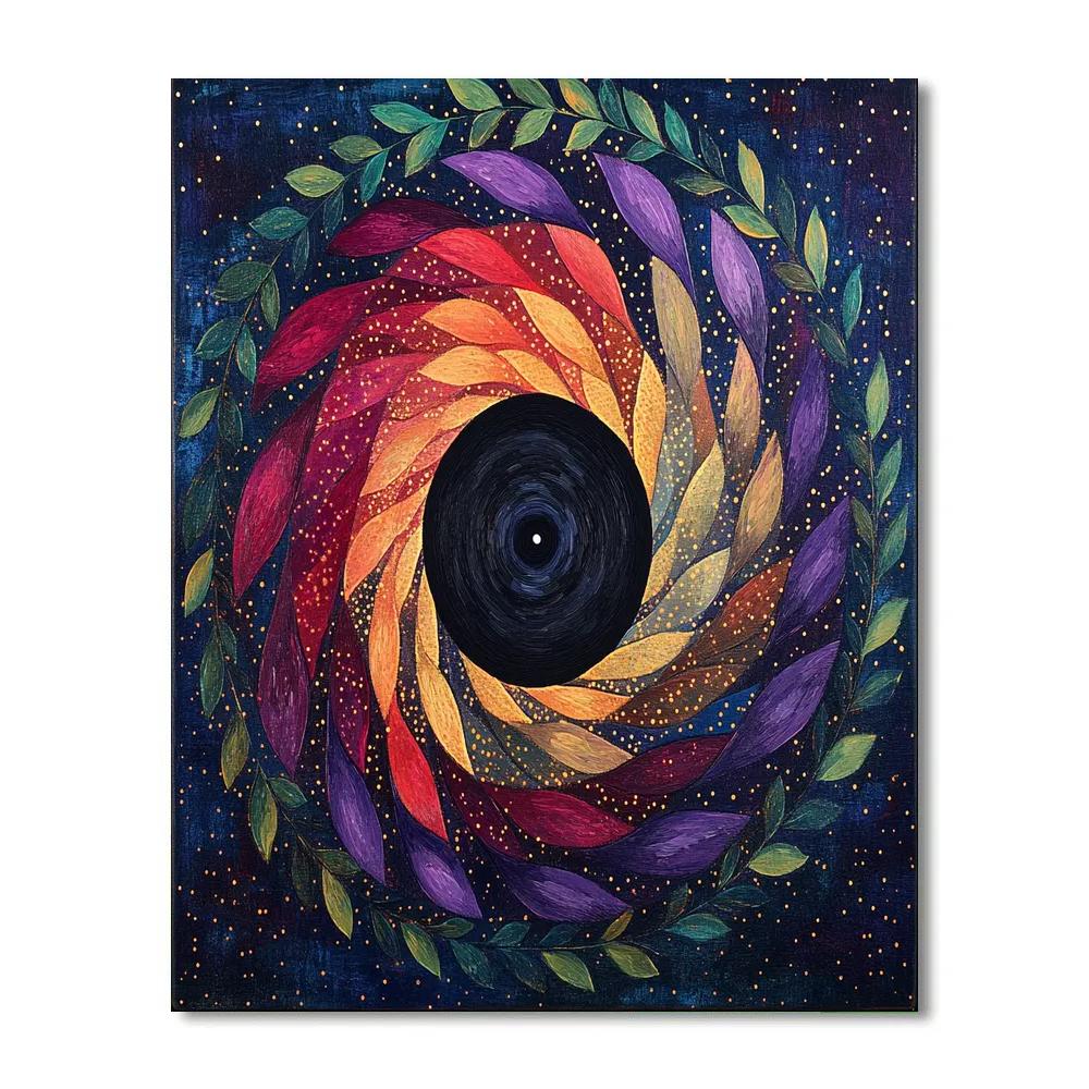 Frida Kahlo Inspired Black Hole Blossom Spiral paint by number