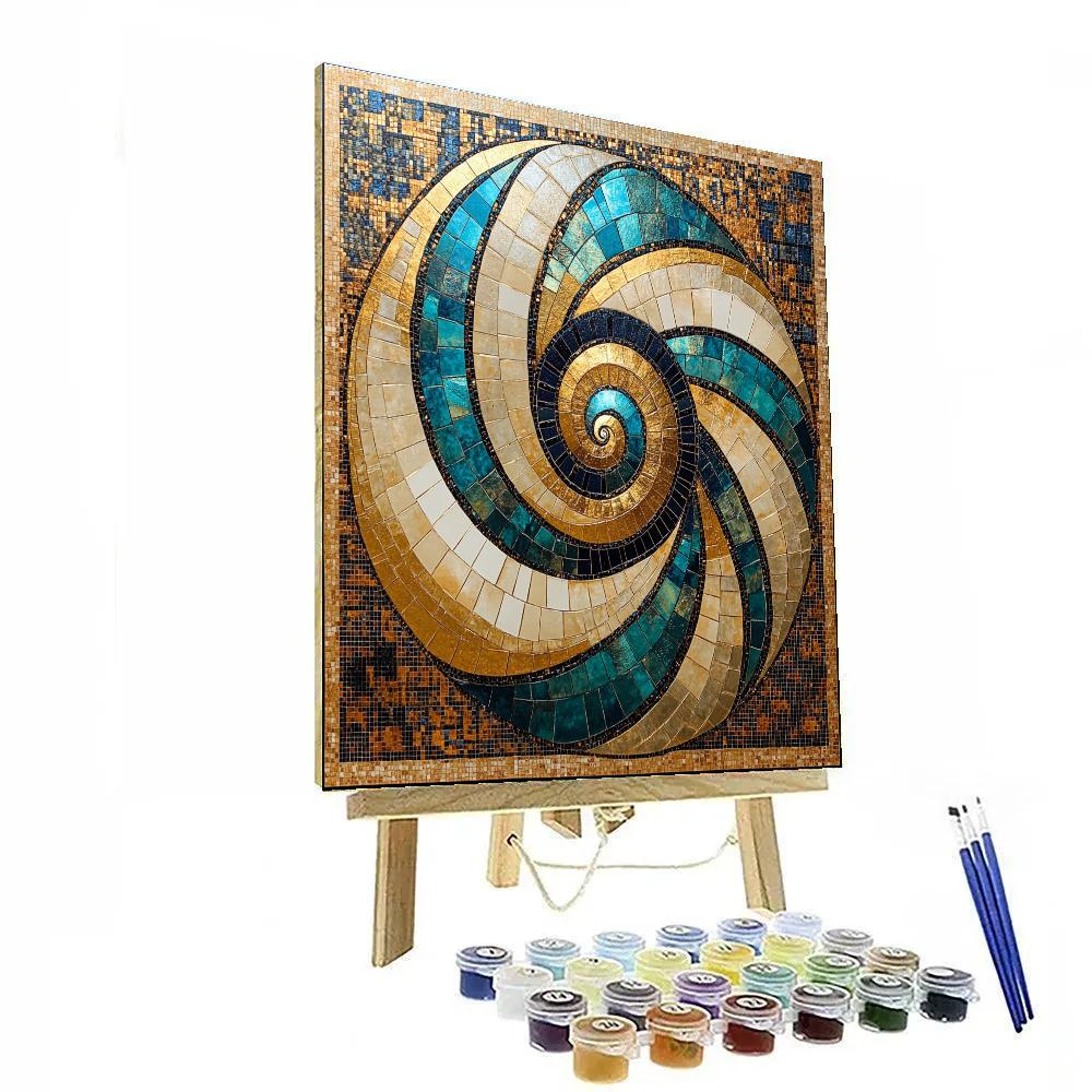 Gustav Klimt Inspired Golden Spiral Shell Abstraction Painting by numbers kit