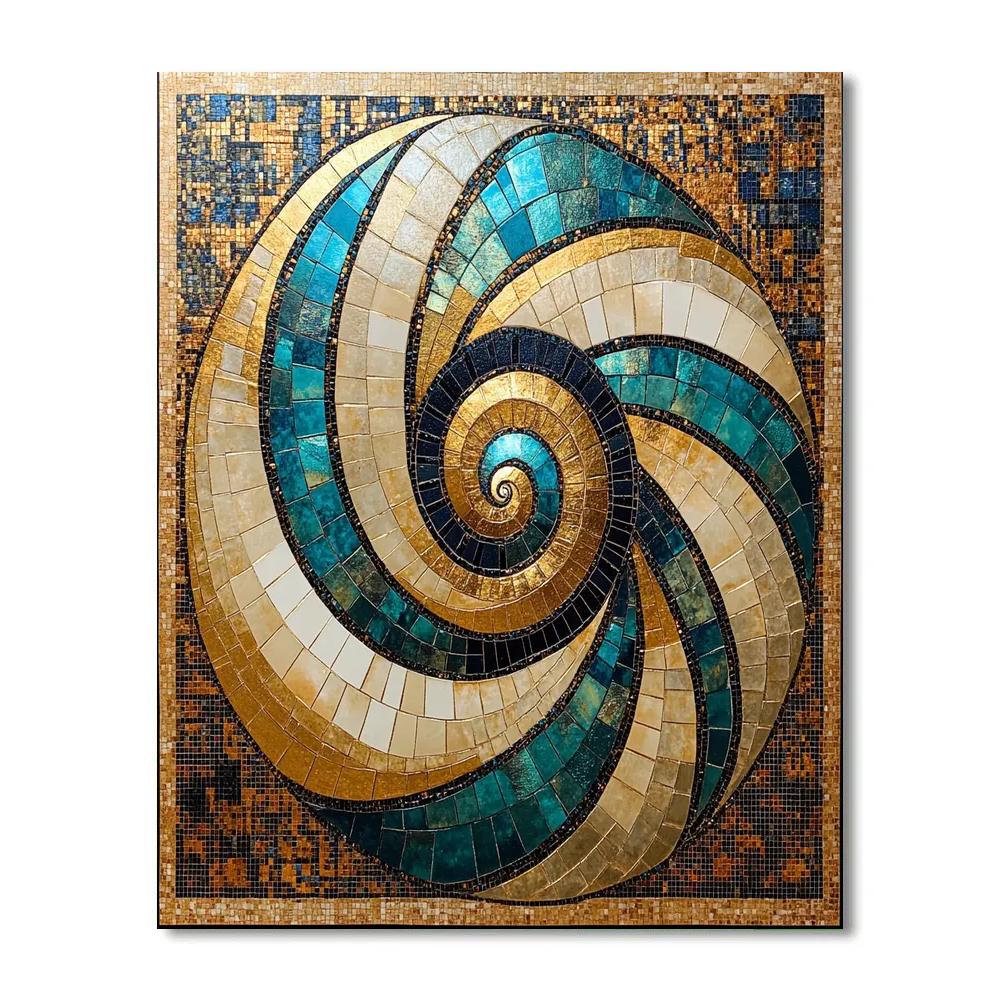Gustav Klimt Inspired Golden Spiral Shell Abstraction Painting by numbers kit