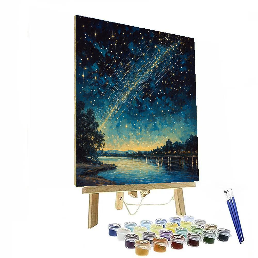Georges Seurat Inspired Meteor Shower Number painting