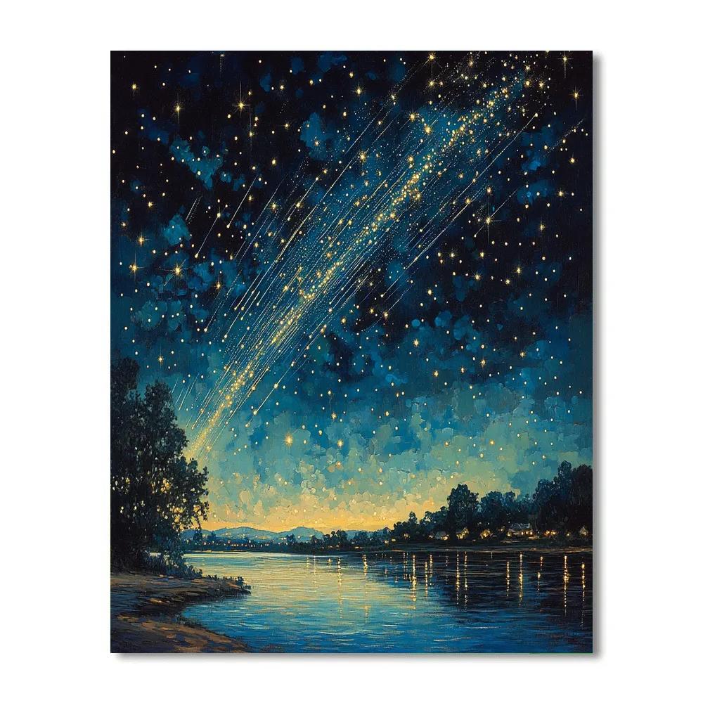 Georges Seurat Inspired Meteor Shower Number painting