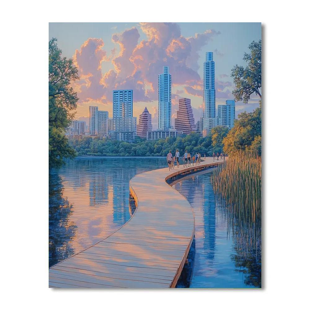 Lady Bird Lake Boardwalk Austin United States Paint by numbers kits
