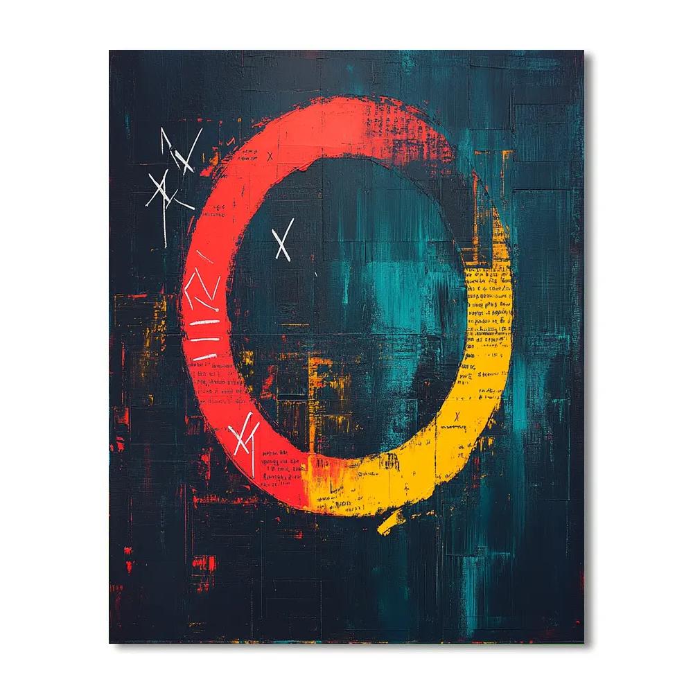 Jean-Michel Basquiat Inspired Neon Eclipse Manuscript Paint by numbers art