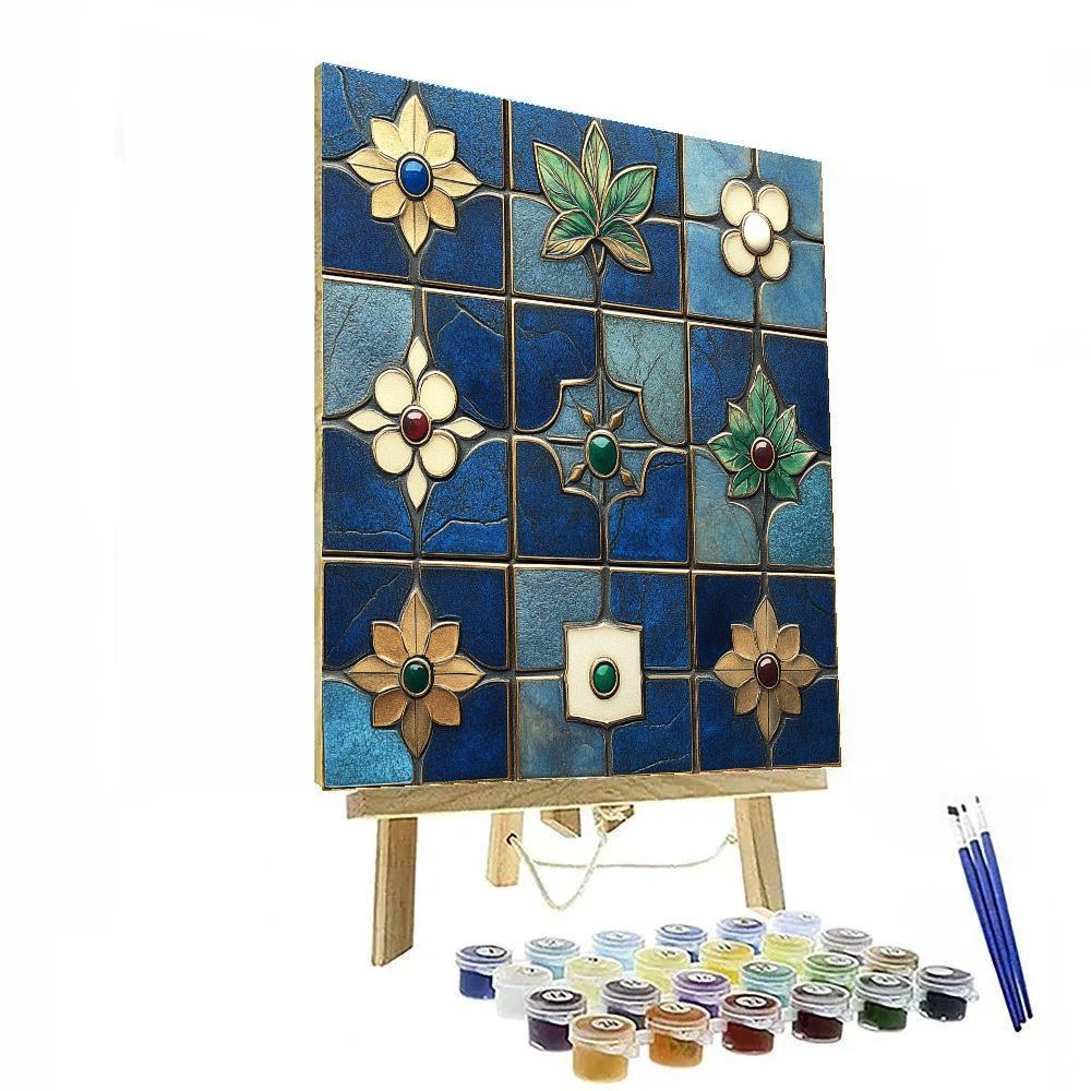 Gustav Klimt Inspired Sapphire Garden Mosaic Tiles Painting by numbers kit