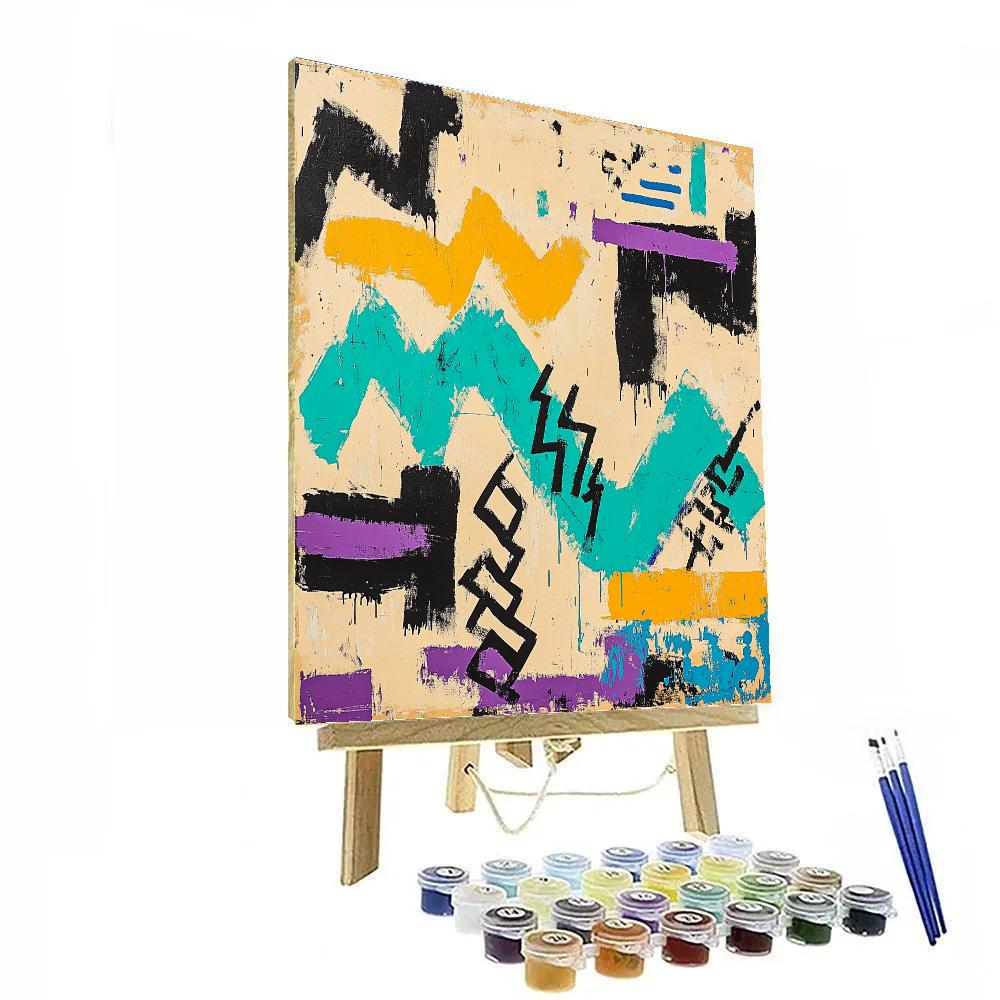 Jean-Michel Basquiat Inspired Time Dilation Anthem Number painting