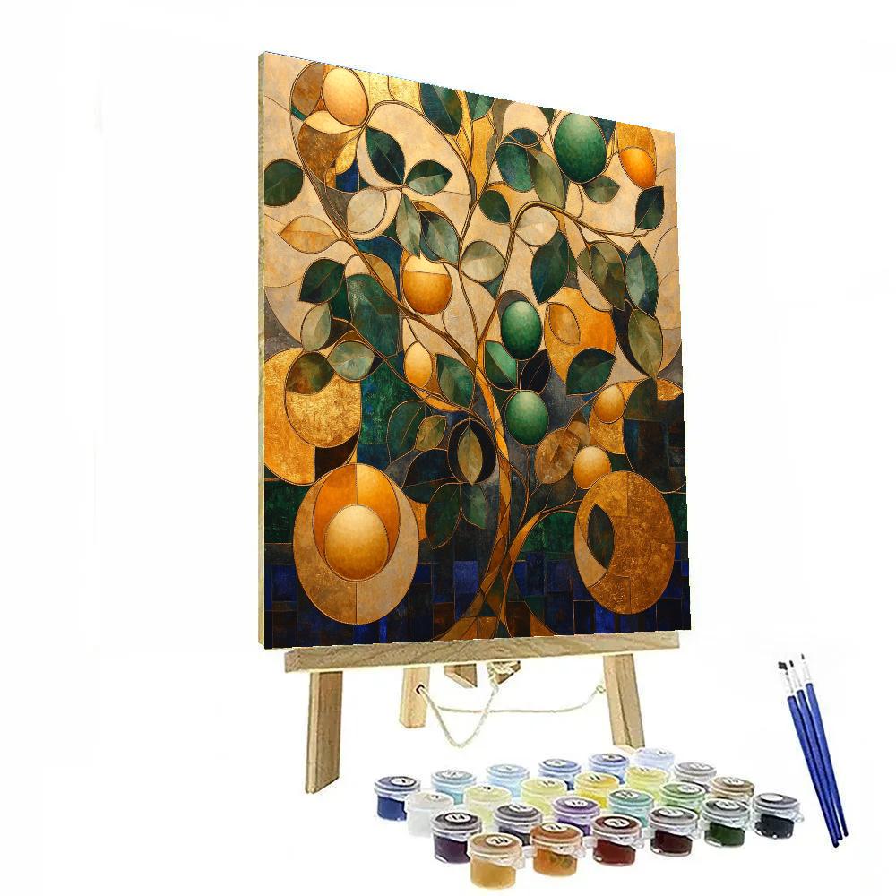 Gustav Klimt Inspired Golden Orchard Of Abstract Circles DIY paint by numbers