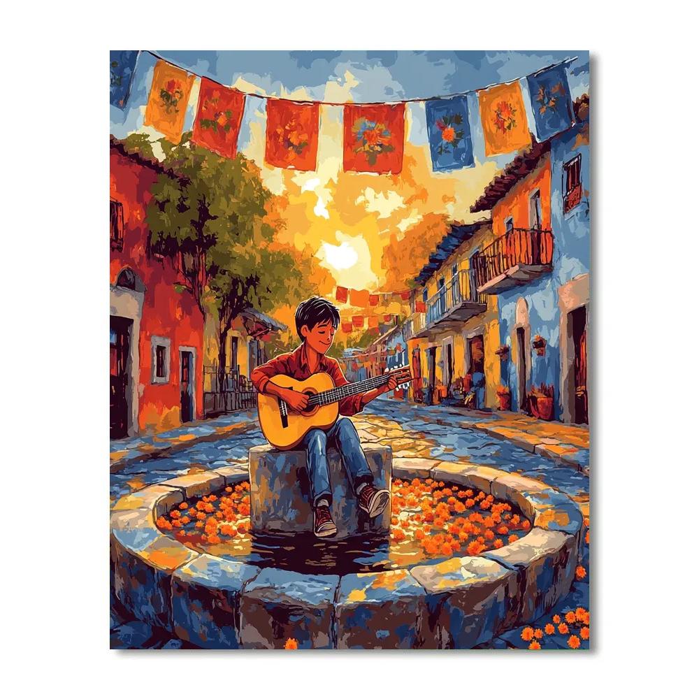 Miguel Music Plaza Sunrise Disney Inspired paint by numbers