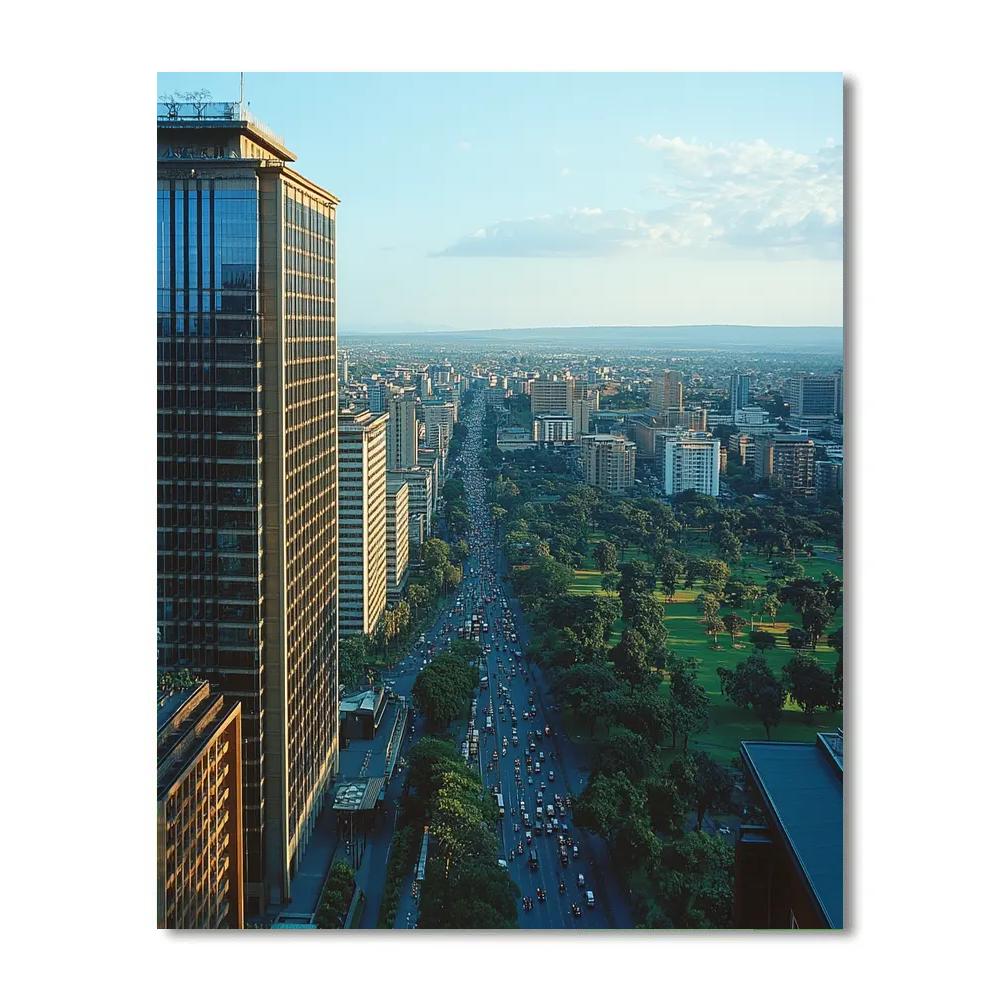 KICC Rooftop View Over Nairobi Kenya painting number kit