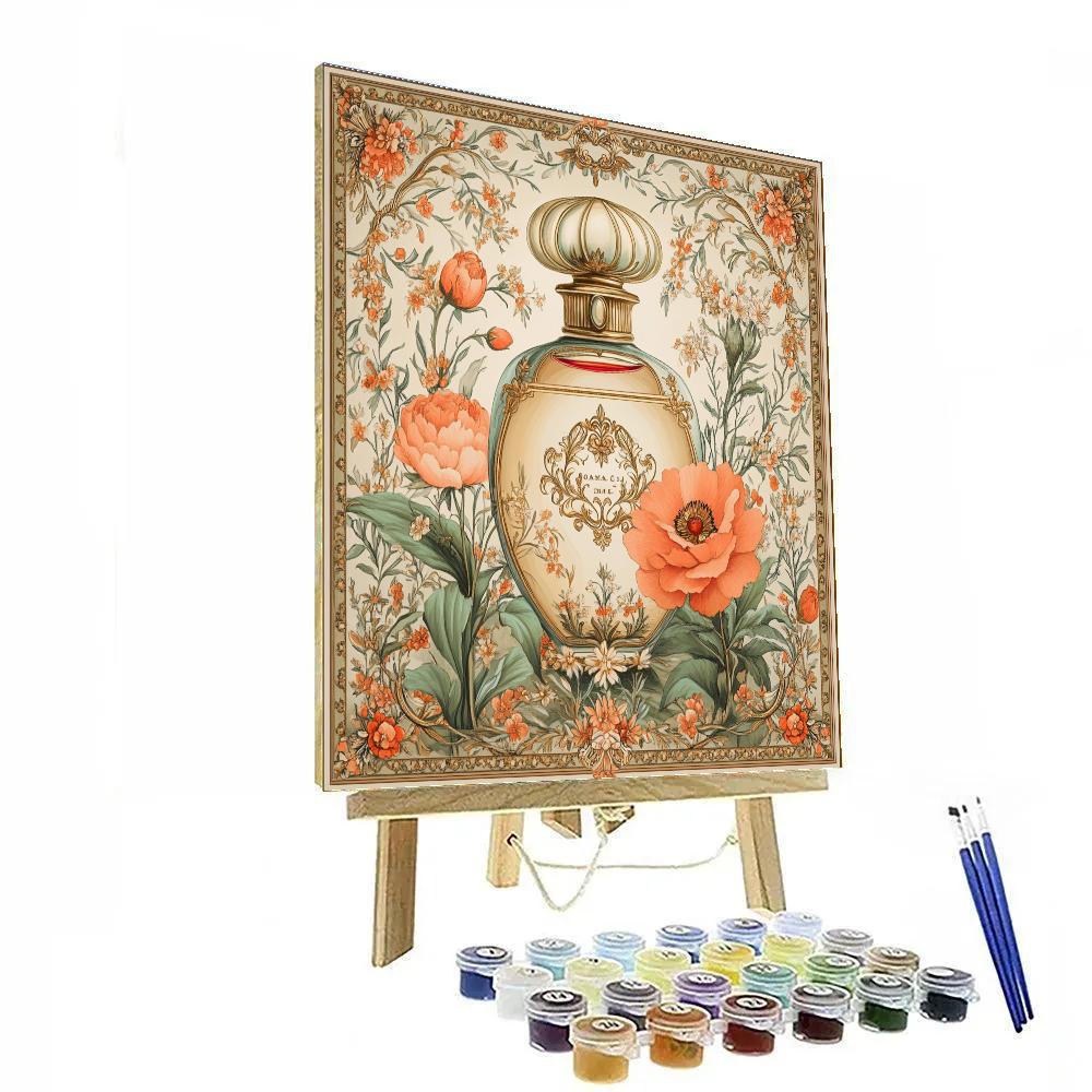 Alphonse Mucha Inspired Floral Perfume Bottle DIY paint by numbers