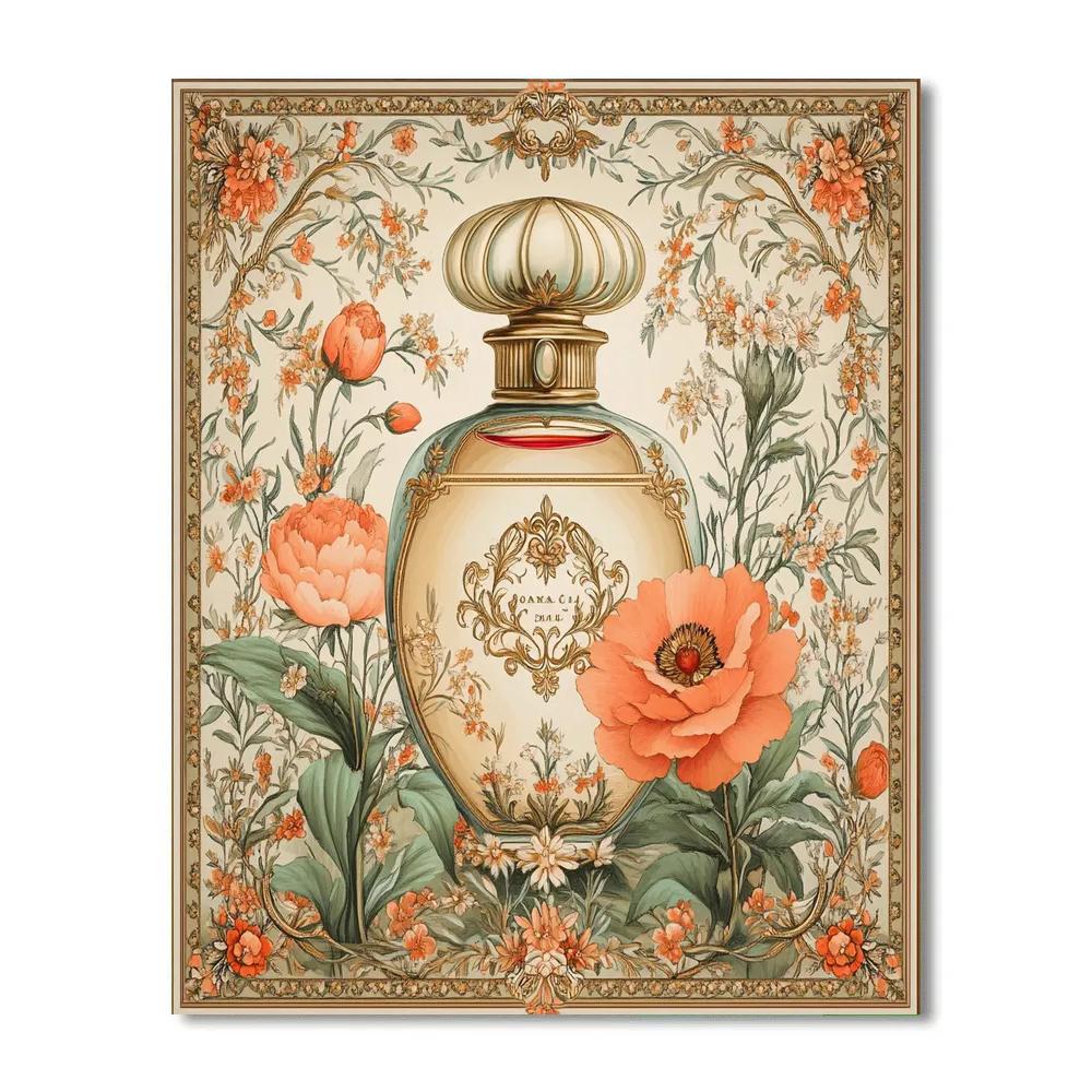 Alphonse Mucha Inspired Floral Perfume Bottle DIY paint by numbers