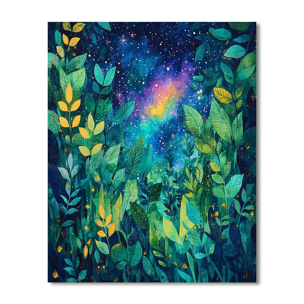 Frida Kahlo Inspired Cosmic Rainforest Night paint by number
