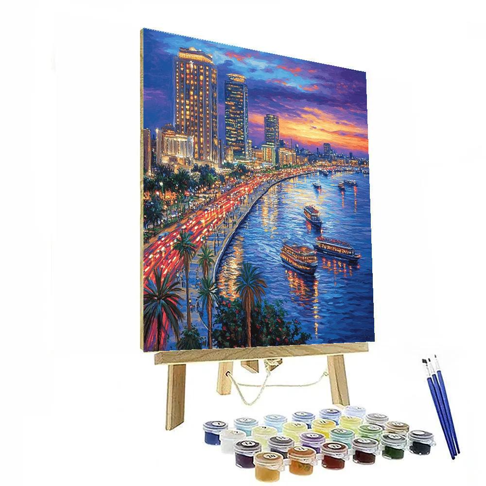Nile Corniche City Lights Cairo Egypt DIY paint by numbers