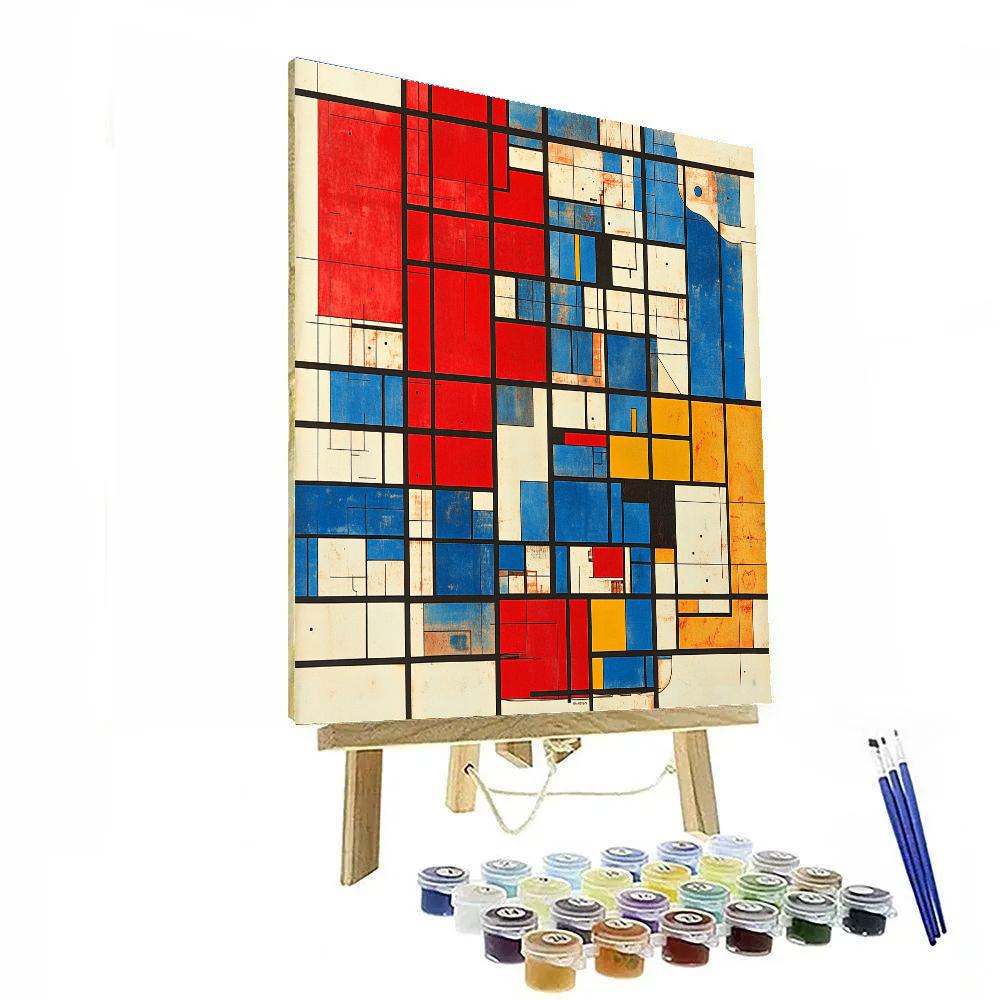 Piet Mondrian Inspired City Grid paint by color