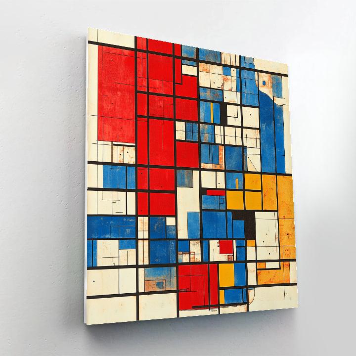 Piet Mondrian Inspired City Grid paint by color