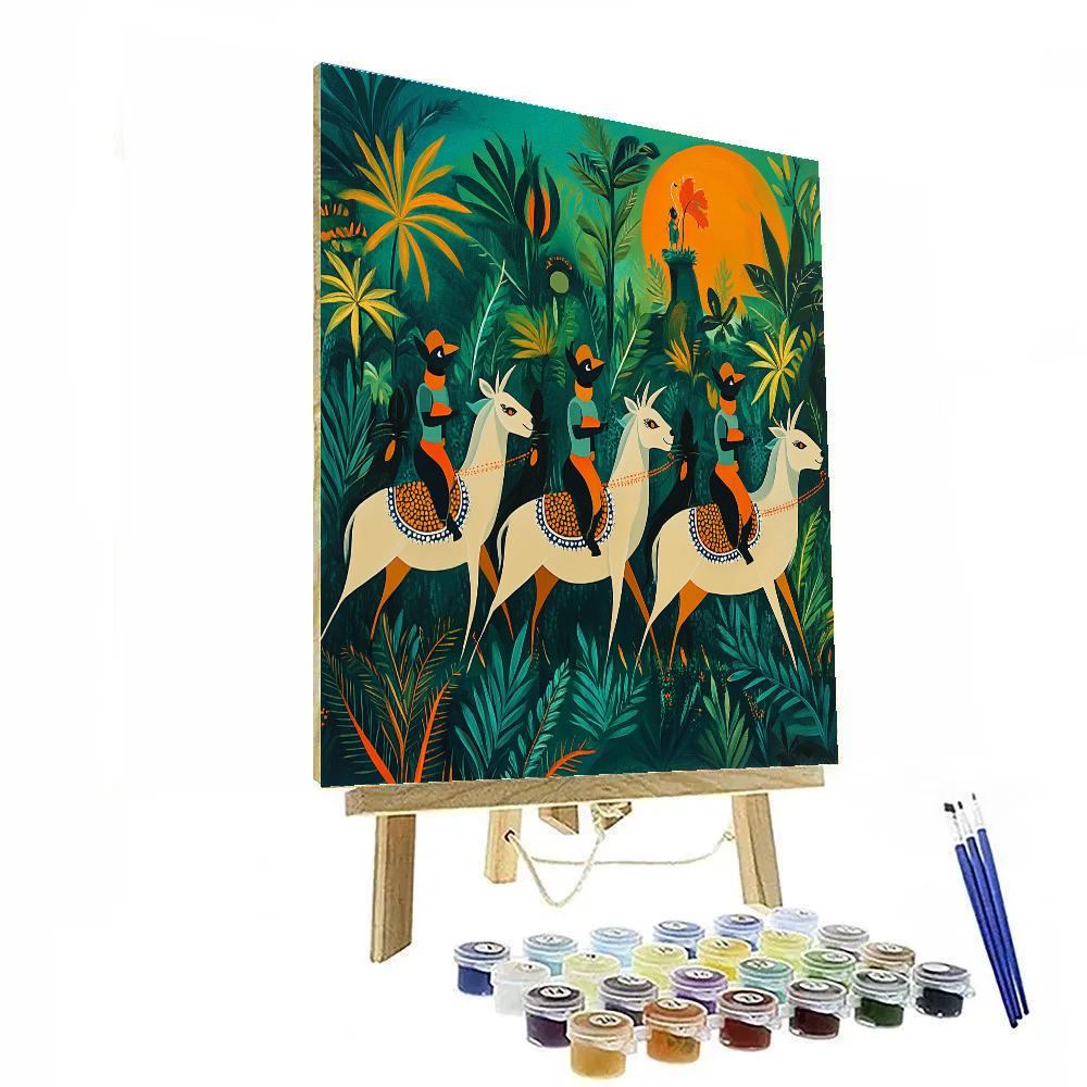 Henri Rousseau Inspired Jungle Parade Number painting