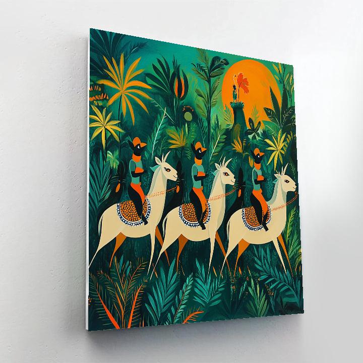 Henri Rousseau Inspired Jungle Parade Number painting