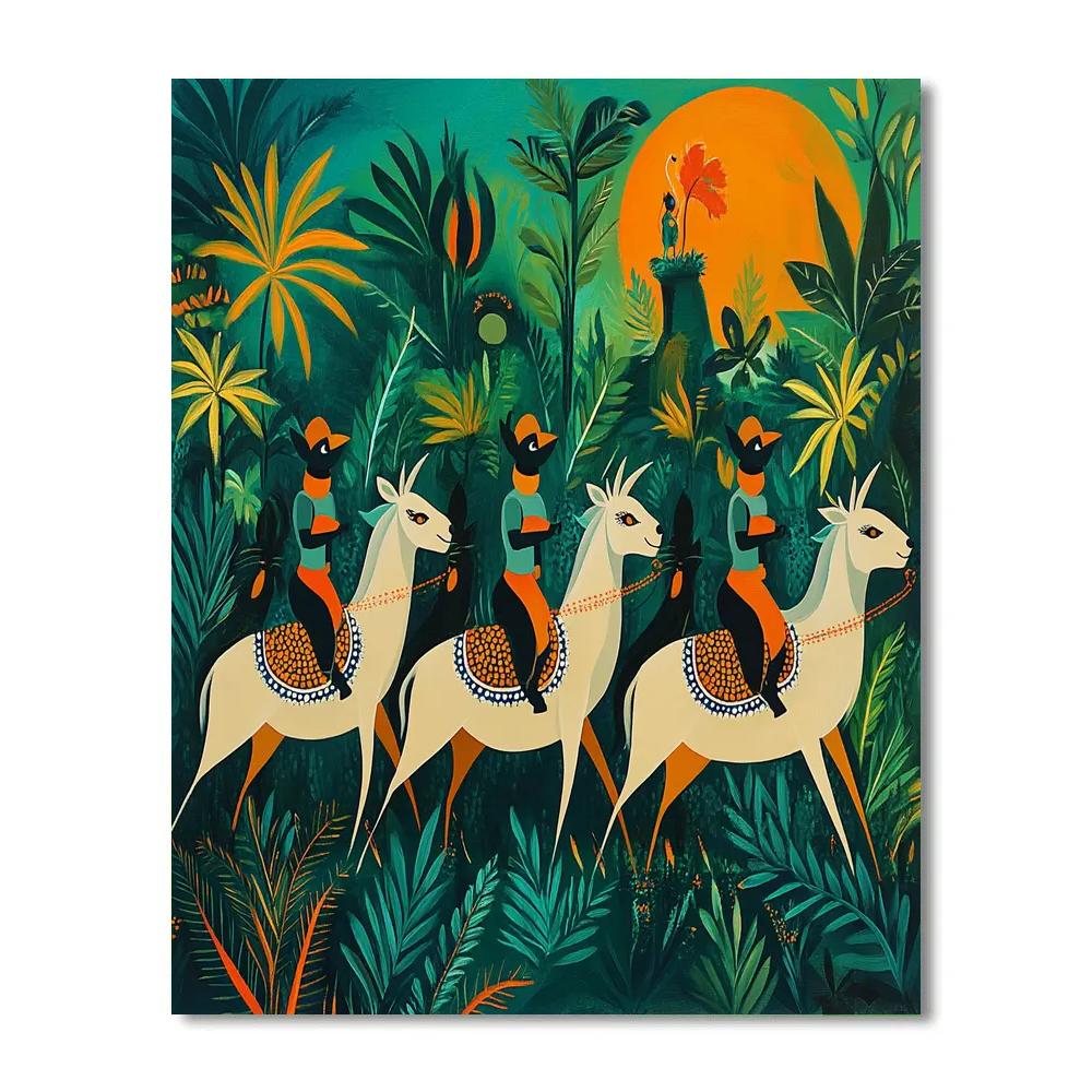 Henri Rousseau Inspired Jungle Parade Number painting