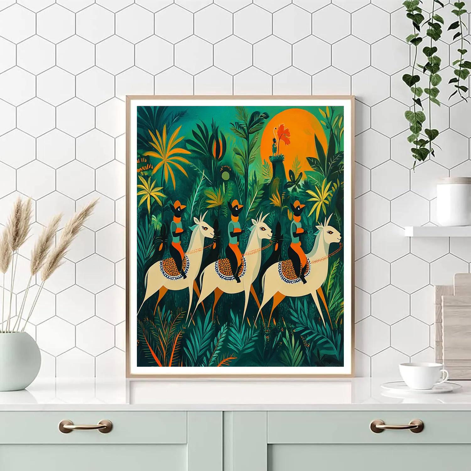 Henri Rousseau Inspired Jungle Parade Number painting