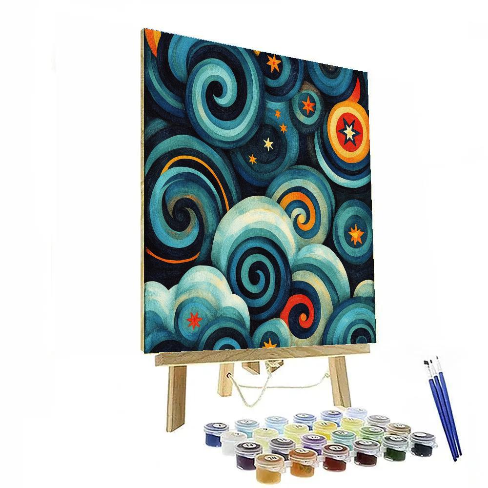 Frida Kahlo Inspired Celestial Folk Pattern Storm paint by color