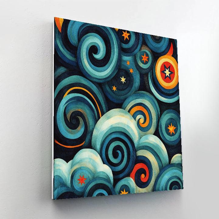 Frida Kahlo Inspired Celestial Folk Pattern Storm paint by color