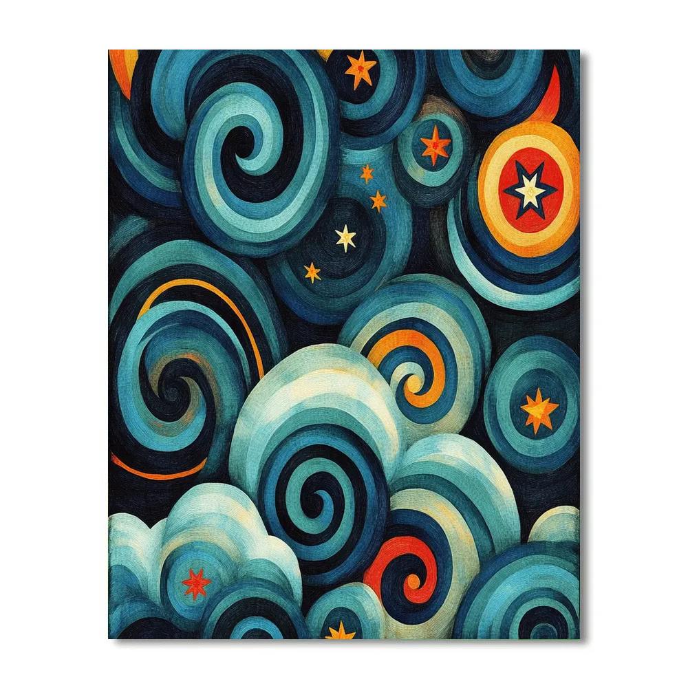 Frida Kahlo Inspired Celestial Folk Pattern Storm paint by color