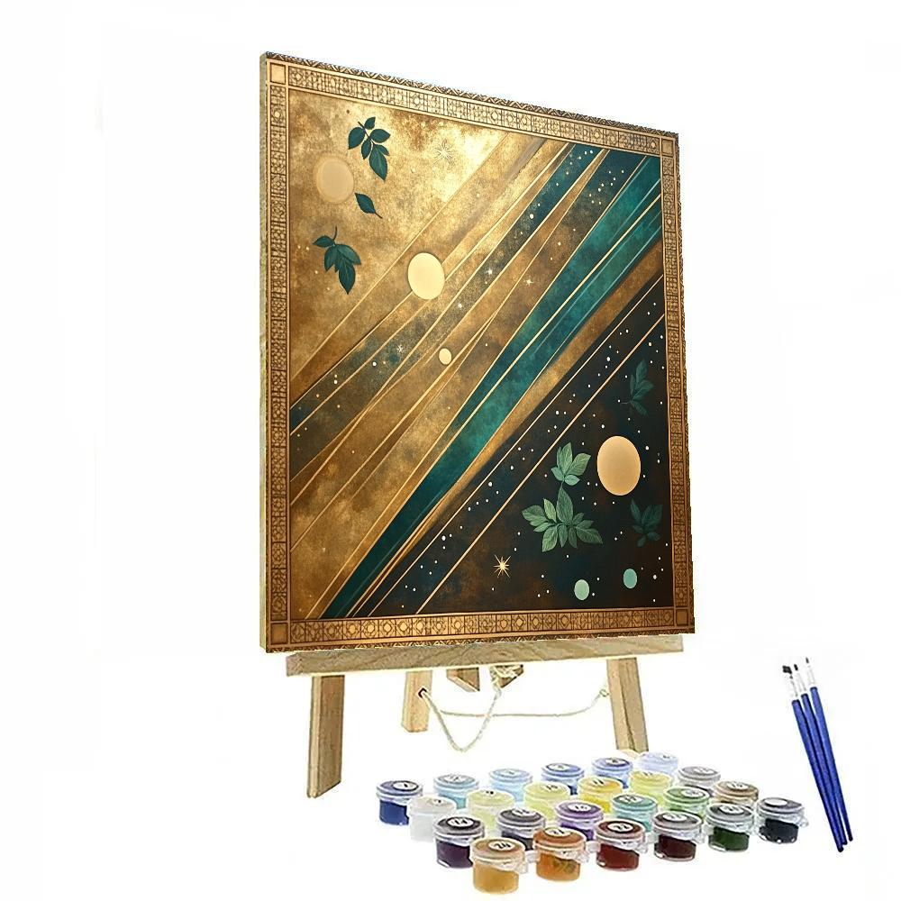 Gustav Klimt Inspired Golden Meteor Garden Lines DIY paint by numbers